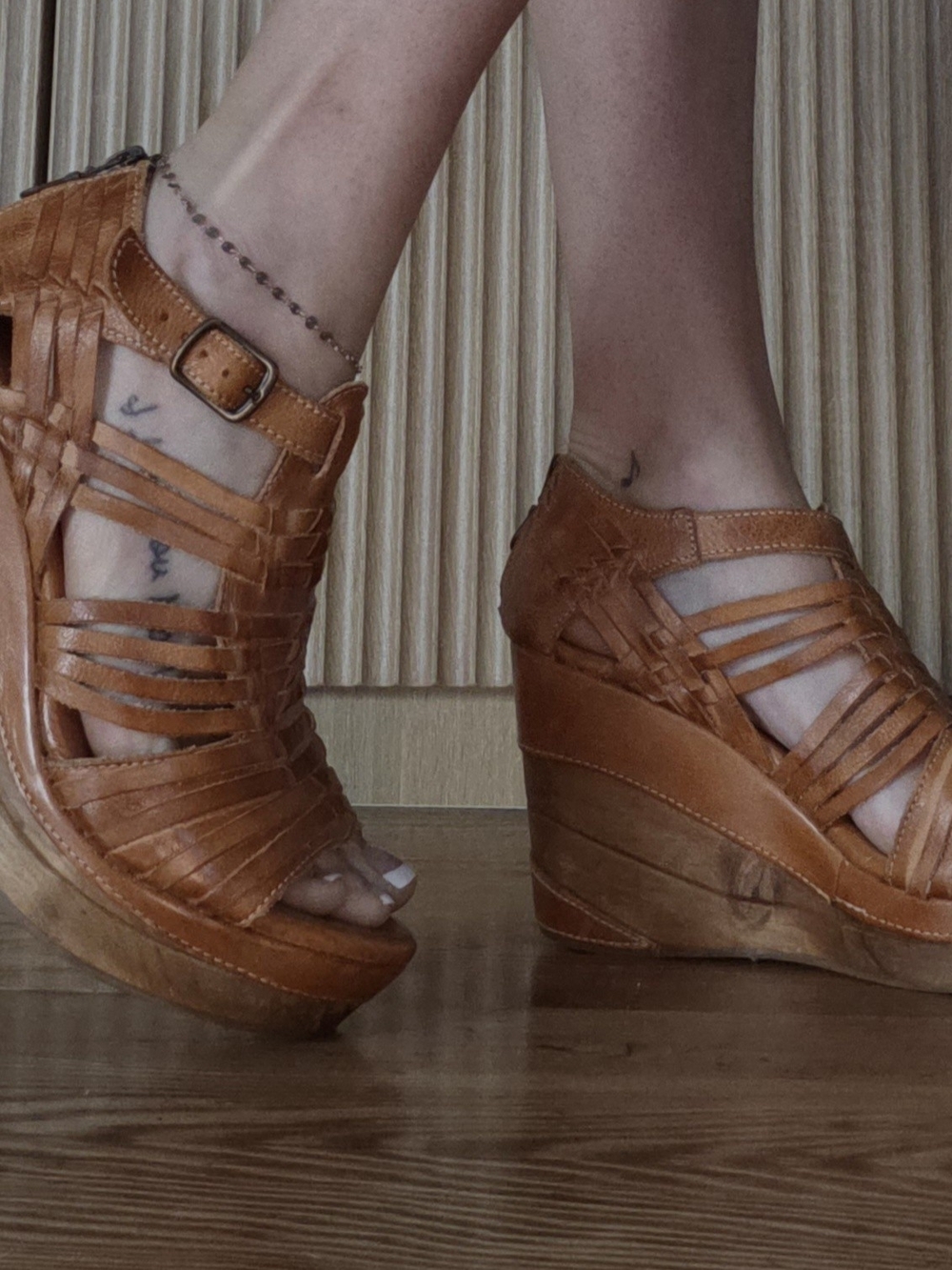 BedStu Leather Wedge Sandals - Tan - Picture 9 of 13